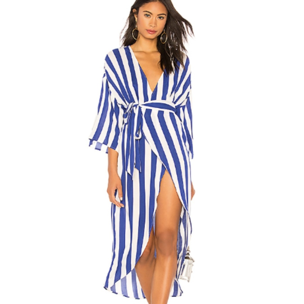 REVOLVE Kendall & Kylie Wrap Dress in Royal Stripe